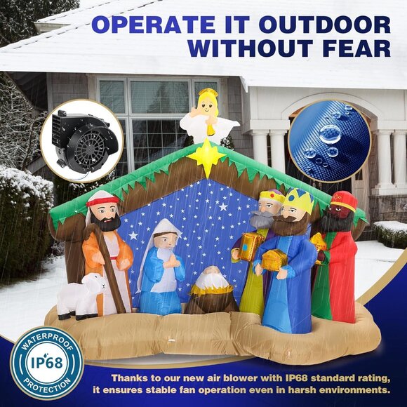 🆕8 FT Christmas Inflatables Nativity 1 Sets Blow Up Yard Outdoor Decorations - Picture 8 of 10